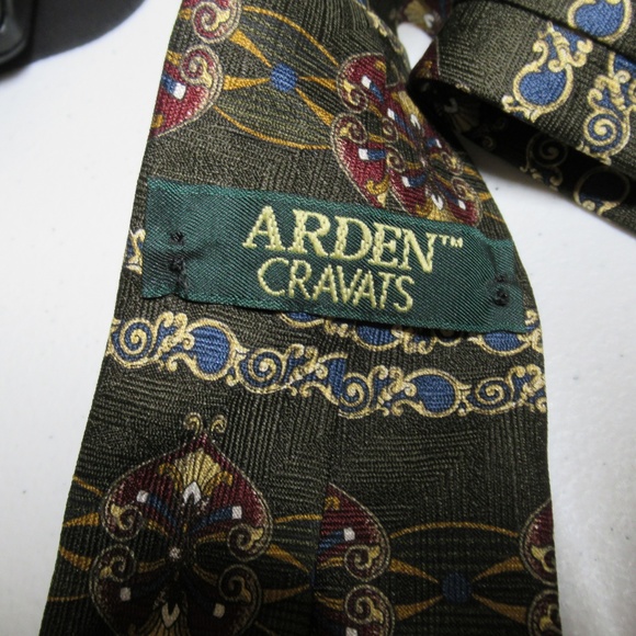 Sage green old school pattern Arden Cravats Tie - Picture 2 of 4